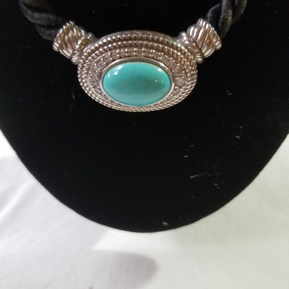 Judith Ripka Stering and Turqoise Vintage Necklace - Picture 2 of 2